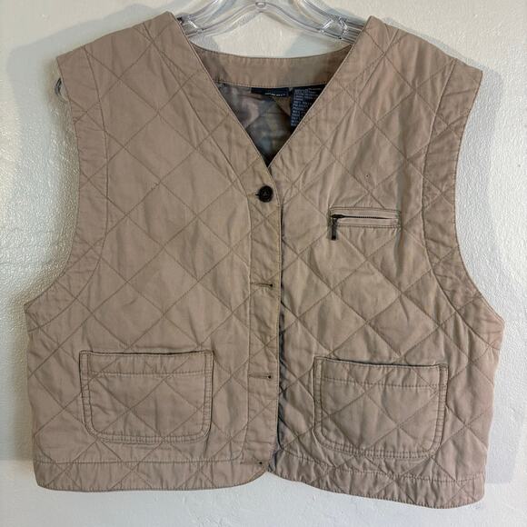 Lizwear by Liz Claiborne Jackets & Blazers - Liz Claiborne Liz Wear Vintage Button Up Beige Quilted Vest Large